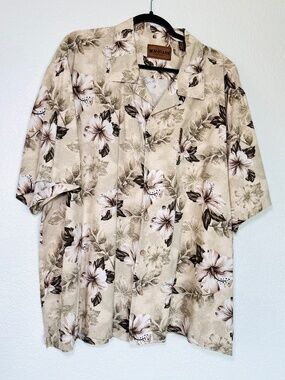 Vintage Magellan Sportswear Camp Shirt Men's XXL Hawaiian Hibiscus Boxy 90s
